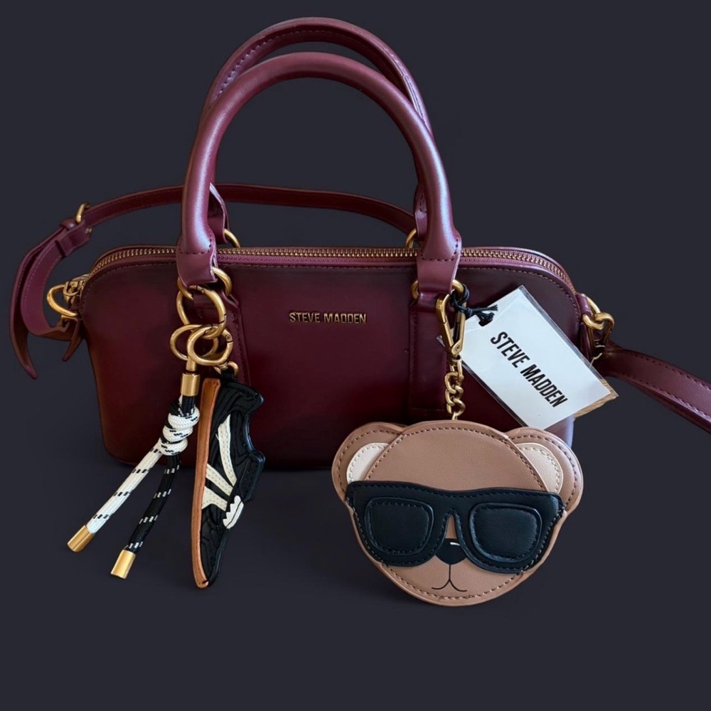 Thor Burgundy Crossbody with Bear Charm